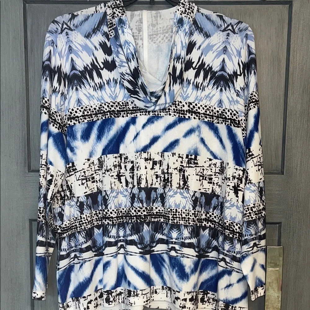 CJ Banks Abstract Blue and Black Hoodie